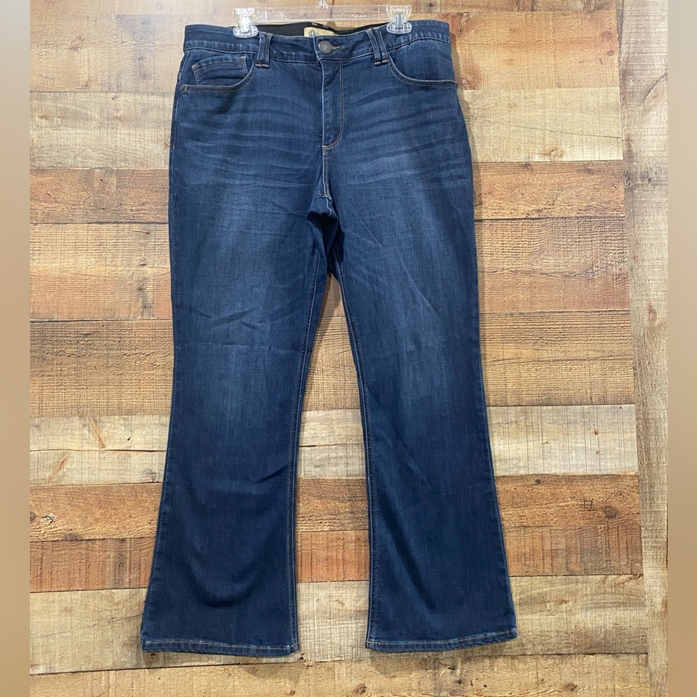 Democracy Dark Blue Flare Jeans With Built-In Slimming Abdominal Panel Size 16